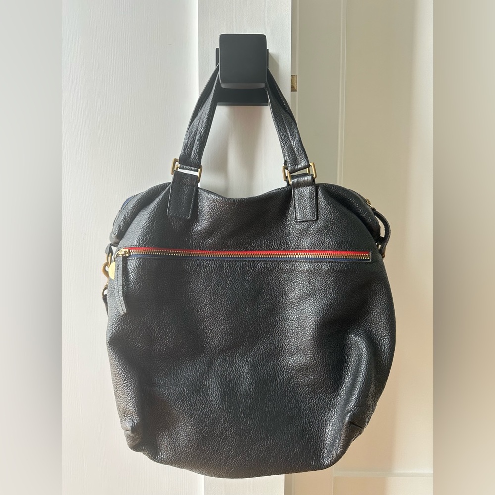 Clare V Navy leather handbag